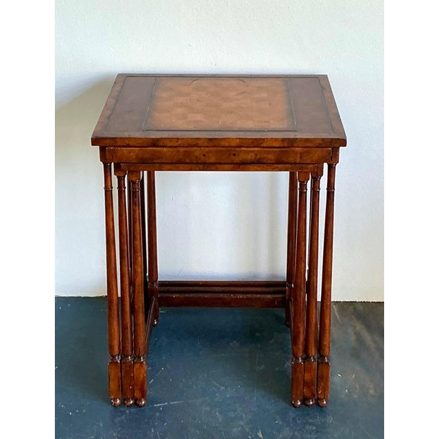 Vintage Theodore Alexander Wood Nesting Tables With Game Boards For Sale - Image 11 of 16
