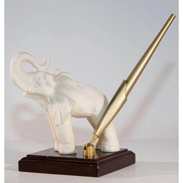 Vintage White Elephant Figurine Pen Holder, Jaipur, Rajasthan India For Sale - Image 10 of 13