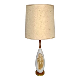 Mid Century Danish Modern Ceramic Table Lamp Musical Instruments For Sale