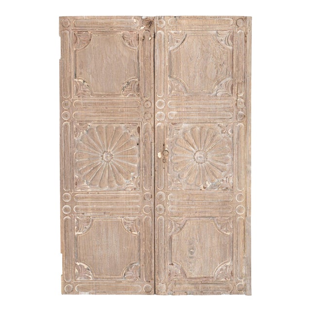 Vintage Indian Carved Teakwood Window Panel For Sale