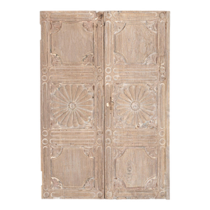 Vintage Indian Carved Teakwood Window Panel
