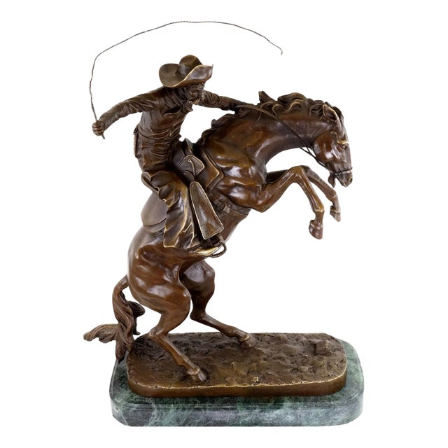 After Frederic Remington, Cowboy on a Rearing Horse, 20th Century, Bronze For Sale