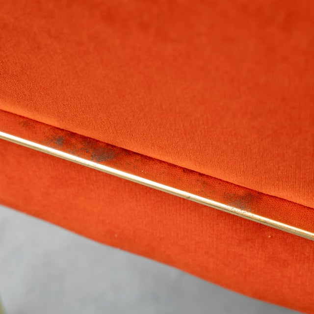 Chairs in Gold Metal and Orange Fabric, 1970s, Set of 4 For Sale - Image 9 of 12