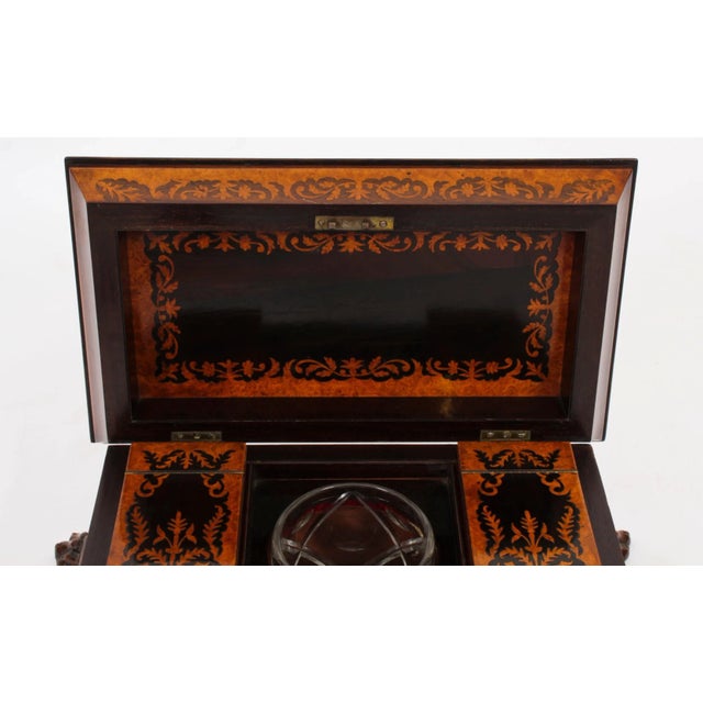 19th Century George IV Gonçalo Alves & Amboyna Marquetry Tea Caddy, 1825 For Sale - Image 12 of 18