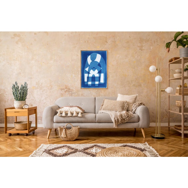 Ink Blue 2025, Abstract Geometric Figures, Beneath the Rainbow, Handmade Cyanotype on Watercolor Paper by Kind of Cyan For Sale - Image 8 of 9