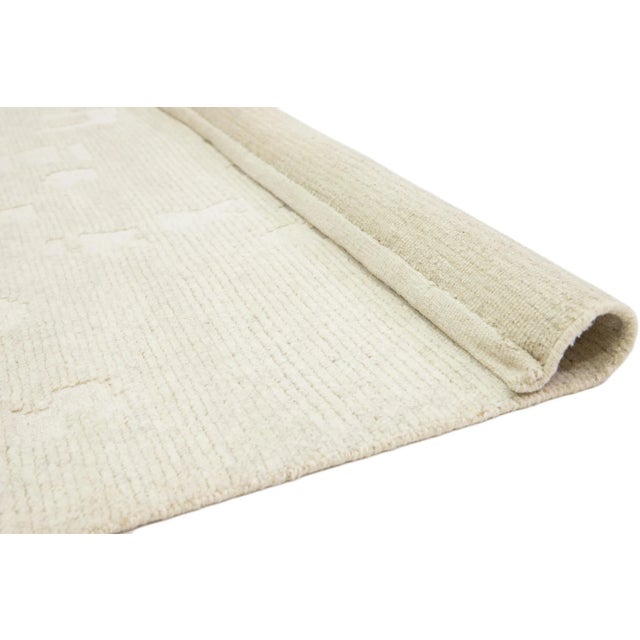 Modern Ivory Moroccan Style Wool Rug by Apadana Features a Minimalist Motif For Sale - Image 4 of 9