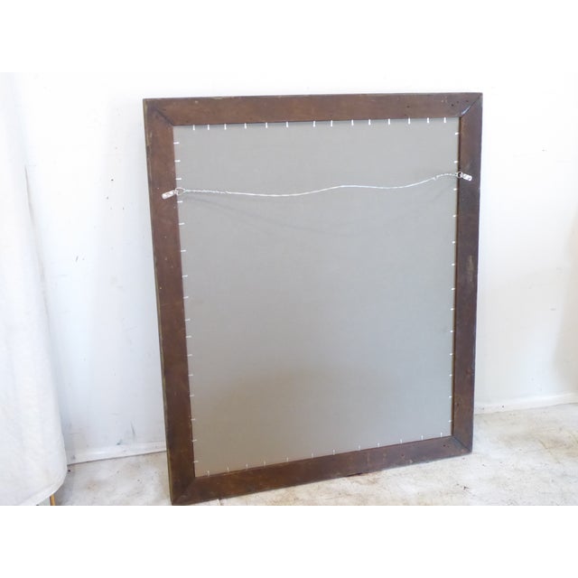 Modern Vintage Wooden Brass Tone Mirror For Sale - Image 3 of 4