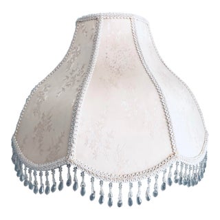 1920s Victorian Lampshade W/Crystal Fringes For Sale