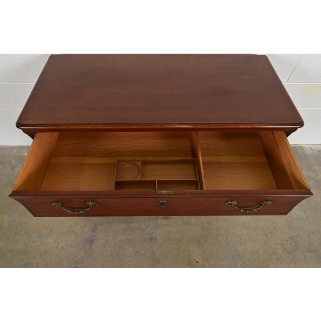 John Widdicomb Style French Provincial Louis XV Carved Cherry Wood Commode or Chest of Drawers, Circa 1940s For Sale In South Bend - Image 6 of 13