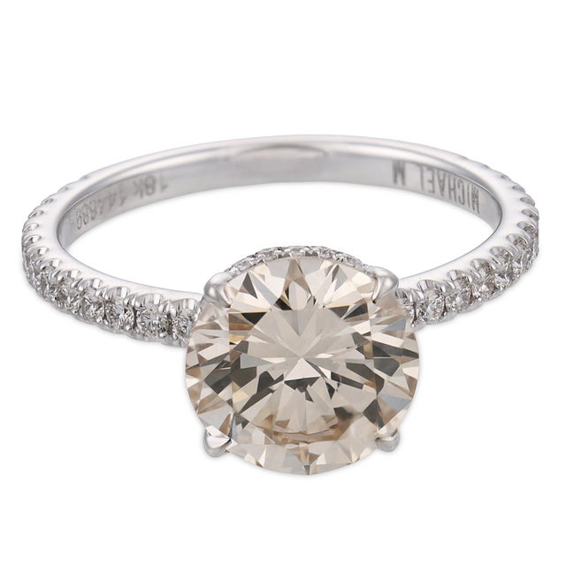 Contemporary Contemporary Gia 2.18 Carat Fancy Color Diamond 18k White Gold Engagement Ring, Size 6.5 For Sale - Image 3 of 6