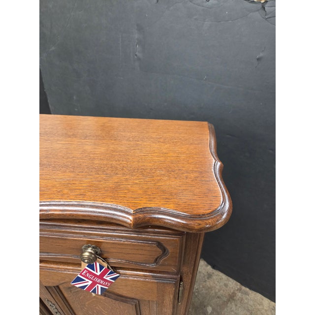 Vintage Oak French Style 2 Door Cabinet With Drawer For Sale - Image 15 of 18
