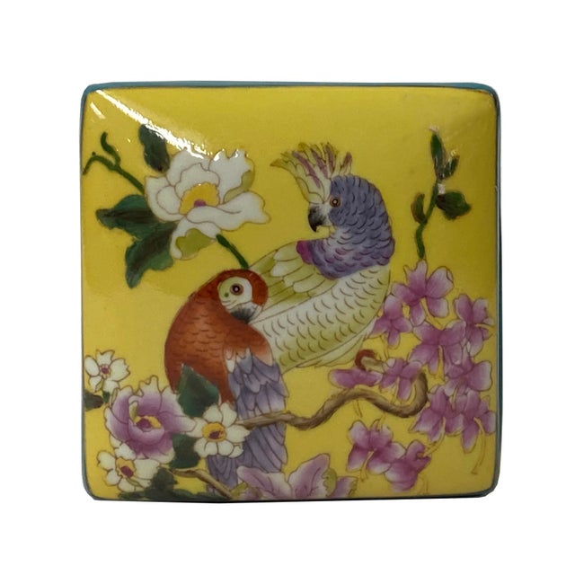 Contemporary Yellow Flower Painting Square Porcelain Box - Jewelry Box For Sale In San Francisco - Image 6 of 6