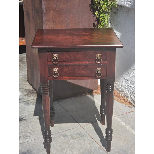 Antique 1840s Sheraton Work Table Lamp Table Nightstand For Sale - Image 4 of 9