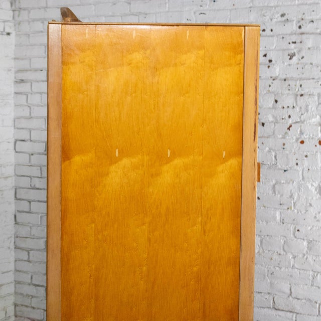Wood Large Early to Mid-20th Century Vintage English Art Deco Style Wardrobe Burled Maple & Walnut Frame For Sale - Image 7 of 18