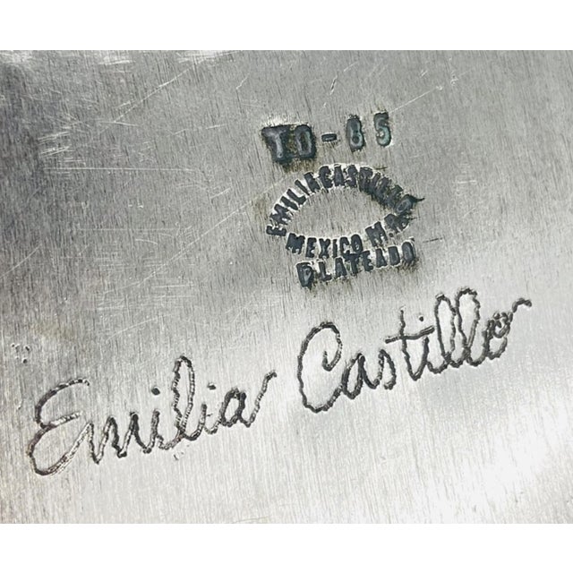 1980s Massive Emilia Castillo Silver Plate & Malachite Taxco Serving Bowl, Hand Signed For Sale - Image 18 of 18