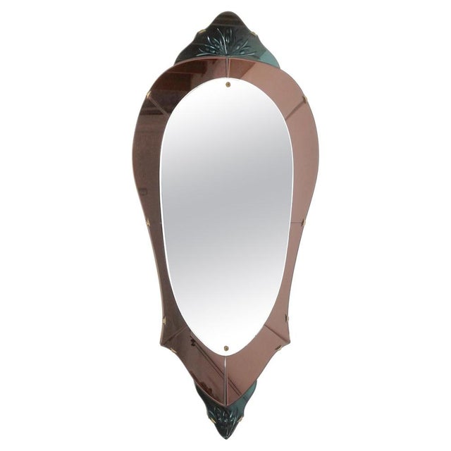 Full Length Pink Mirror in Colored and Cut Glass, Italy, 1950s For Sale - Image 11 of 11