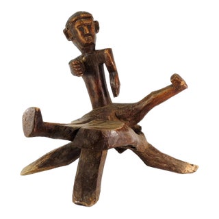 Early 20th Century Makonde Figural Stool Chair Tanzania For Sale