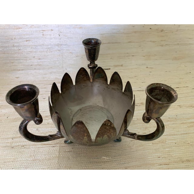 Vintage Mid 20th Century FB Rogers Silverplate Footed Candle Holder, Italy For Sale In New York - Image 6 of 6