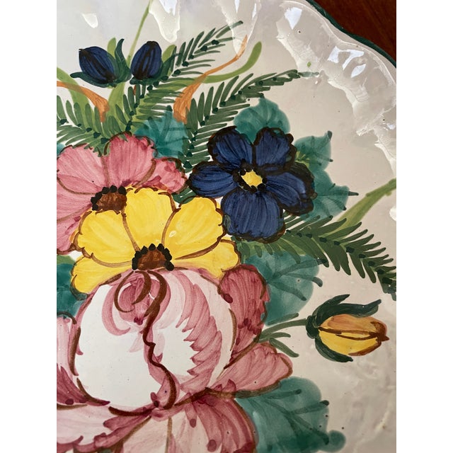 1960s Hand-Painted Botanical Folk Art Dish For Sale - Image 4 of 7