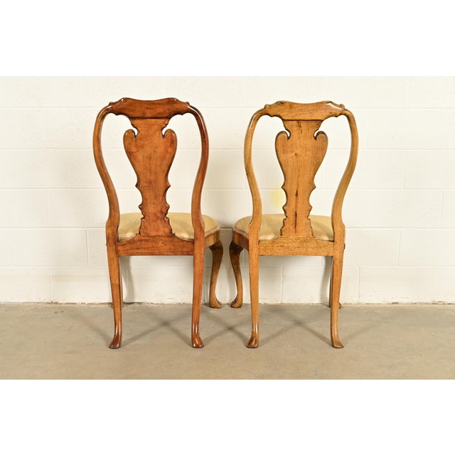 18th Century Antique Thomas Chippendale Period Carved Burl Wood Side Chairs or Dining Chairs, Pair For Sale - Image 12 of 13