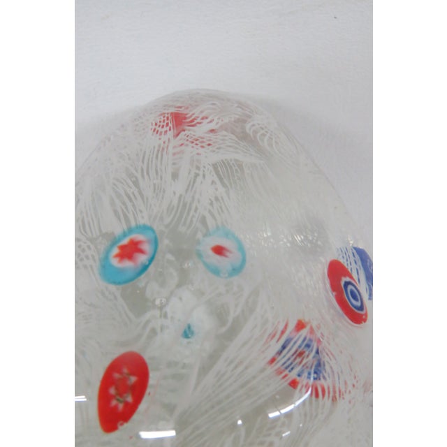 Glass Murano Latticino Millefiori Art Glass Egg Large Italian Paper Weight 4810b For Sale - Image 7 of 10