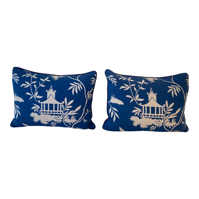 Chinoiserie Design Pillows With Down Inserts For Sale