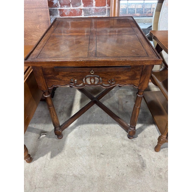 Early 20th Century Chippendale Style Basketweave Top Side Table For Sale - Image 4 of 5