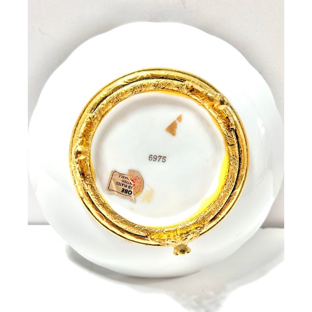 Vintage Porcelain Butterfly Dish – Footed Trinket Bowl Soap Dish With Gilt Stand, Hollywood Regency, Ardalt Lenwile For Sale In Louisville - Image 6 of 7