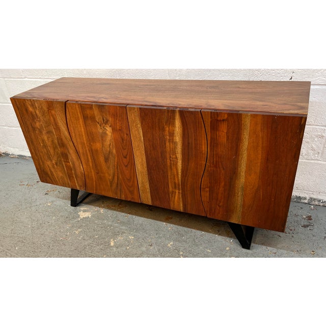 Late 20th Century Late 20th Century Organic Modern Mahogany Credenza With S-Shaped Live-Edge Doors For Sale - Image 5 of 17