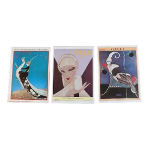 Vintage Folio Size Vogue Poster Lithographs - Set of 3 - 11" X 15"