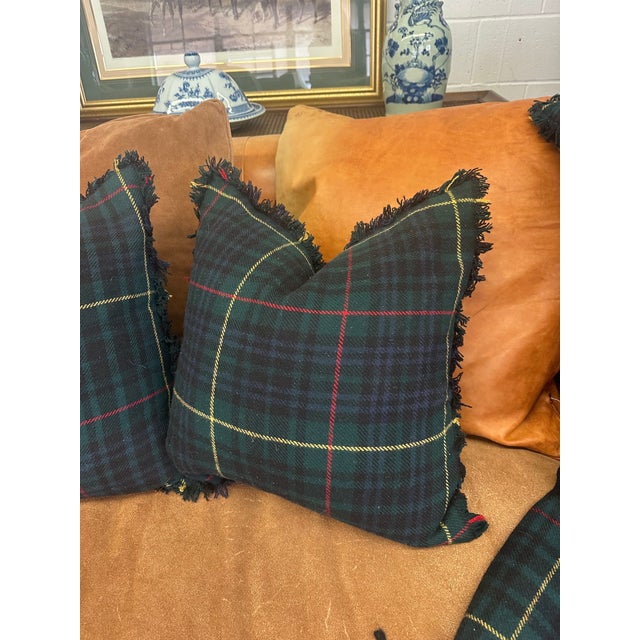 Textile Pair of Vintage Ralph Lauren Wool Tartan Fringed Pillows For Sale - Image 7 of 18