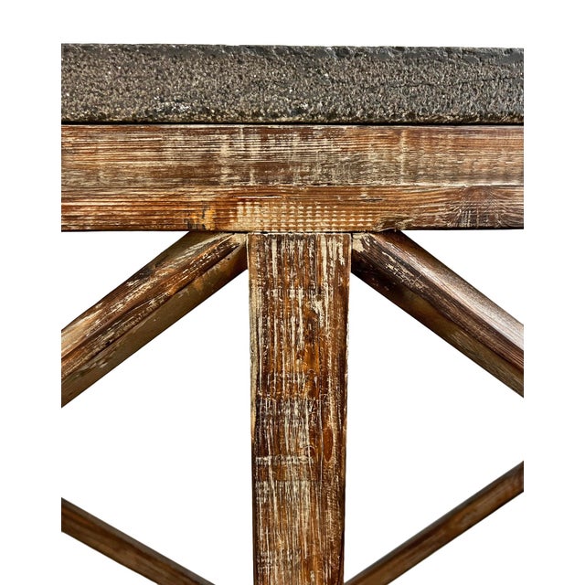 Dark Gray Grey Stone Top Open Console Table For Sale - Image 8 of 9