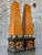 Wood Vintage Boho Leather a Obelisks - A Pair For Sale - Image 7 of 12