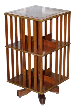 French Military Campaign Brass Inlaid Revolving Bookcase