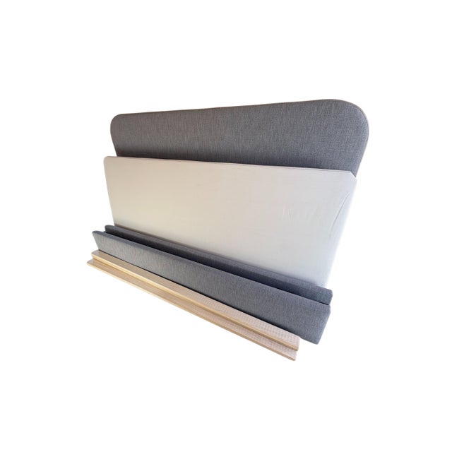 Arhaus Upholstered King Bed – Grey Weave – Open Box For Sale In Columbus - Image 6 of 9