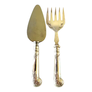 1990s Sterling Silver Pistol Ambassador Cutlery Sheffield England Set of 2 Serving Pieces