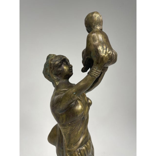 Vintage Woman with Baby Figurine in Bronze, 1930s For Sale - Image 9 of 11