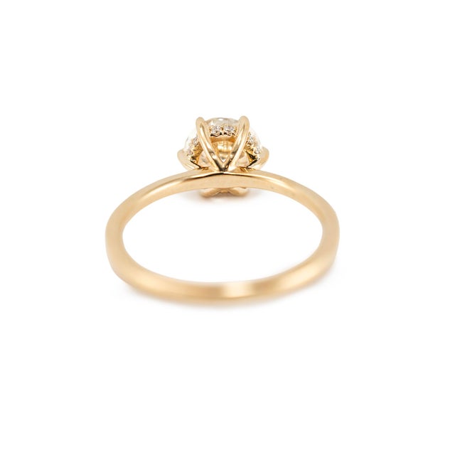 Early 21st Century 14k Yellow Gold 1.58ctw Lab Grown Round Diamond Hidden Halo Engagement Ring, Size 5.5 For Sale - Image 5 of 10