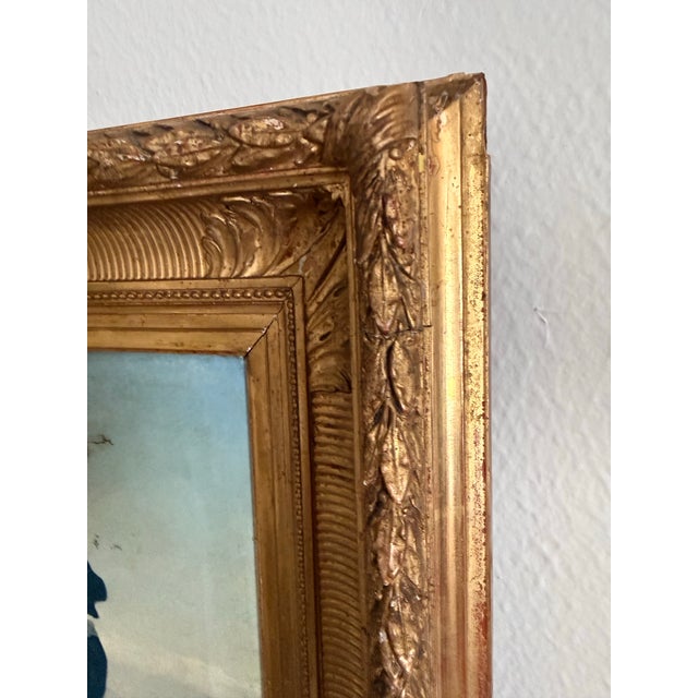 19th C French Painting in Ornate Heavy Gilt Gold Frame For Sale In Houston - Image 6 of 13