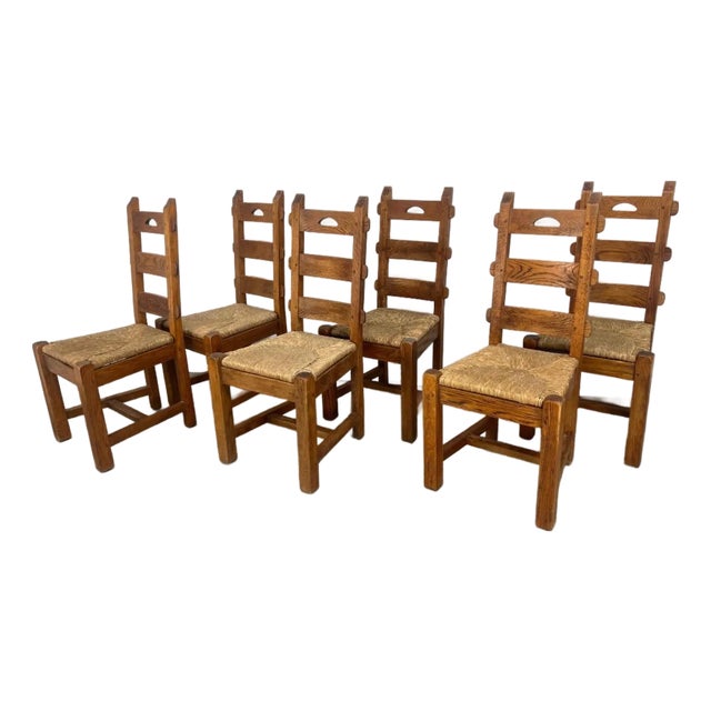 Vintage French Oak Dining Chairs With Tall Backs - Set of 6 For Sale