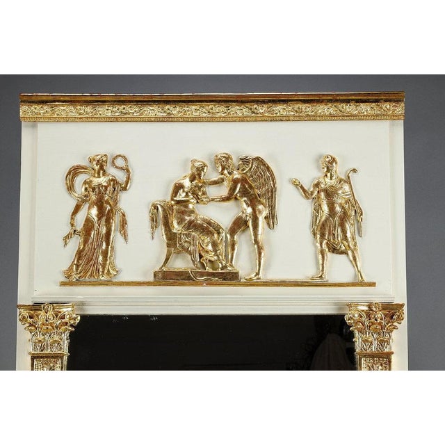 Early 19th Century Empire Wood and Gilded Stucco Overmantel Mirror, 1810s For Sale - Image 5 of 17