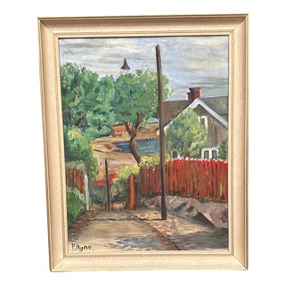 P. Agne, Village, 1950s, Oil on Canvas, Framed For Sale