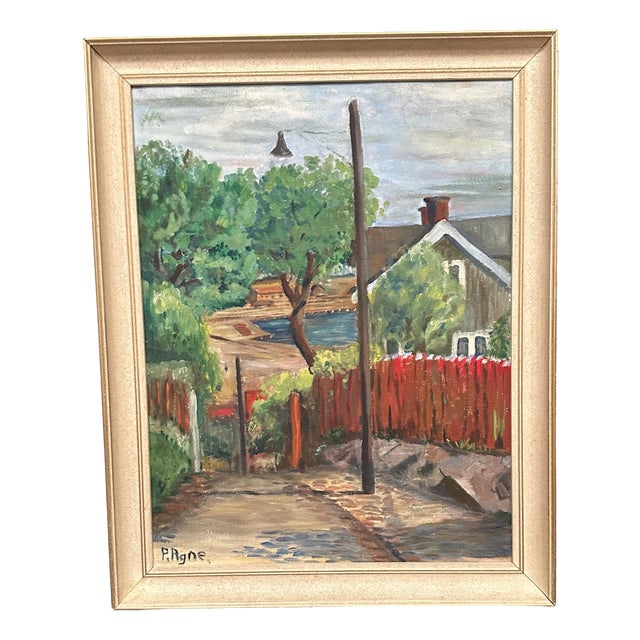 P. Agne, Village, 1950s, Oil on Canvas, Framed For Sale