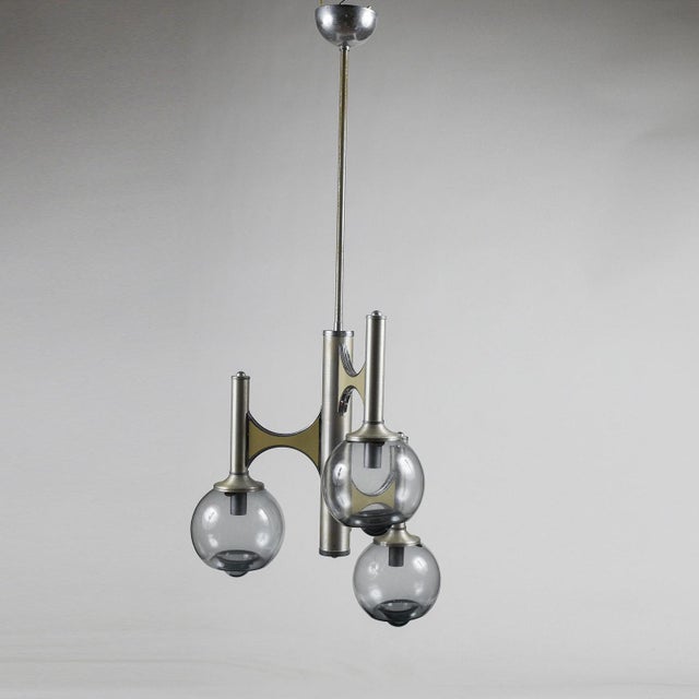 1970s Space Age Three-Light Chandelier in the style of Mazzega For Sale - Image 5 of 10