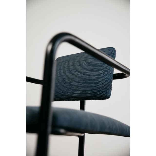 Vintage Minimalist Postmodern Metal and Fabric Armchair, 1980s For Sale - Image 11 of 12