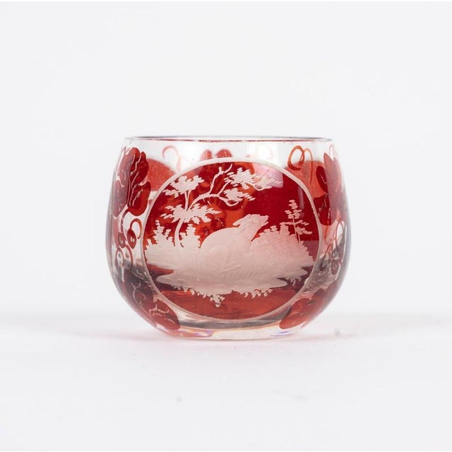 Engraved Bohemian Crystal Oil and Vinegar Set with Small Salt Shaker, Set of 3 For Sale - Image 14 of 17