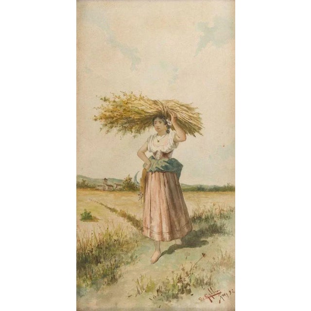 Farmers with Bundle of Spikes is an original pair of modern artworks realized in 1892 by an Italian artist. Original...