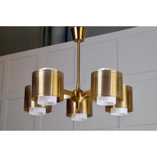 Brass Ceiling Lamp attributed to Holger Johansson, Sweden, 1960s For Sale - Image 10 of 11