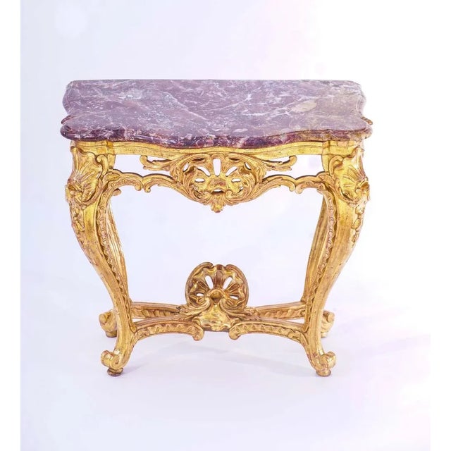19th Century 19th C. French Giltwood Marble Top Console For Sale - Image 5 of 5