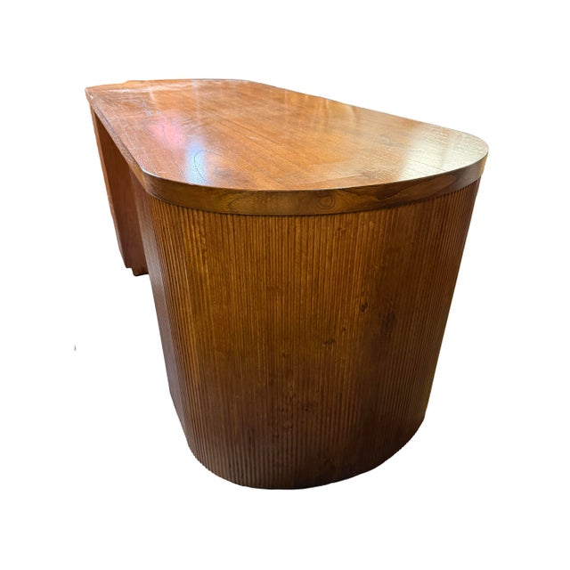 Modern Wonderful Reid Oval Warm Oak Wood Storage Desk Designed by Mermelada Estudio For Sale - Image 3 of 13
